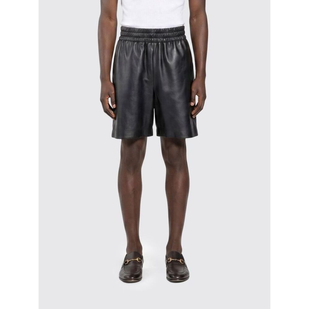 Gucci Men Gucci Lambskin Leather Shorts With Elasticated Drawstring Waist